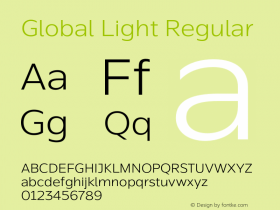 Global Light Regular Version 1.002;PS 001.002;hotconv 1.0.70;makeotf.lib2.5.58329 Font Sample