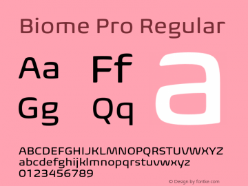 Biome Pro Regular Version 1.000 Font Sample