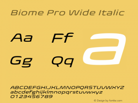 Biome Pro Wide Italic Version 1.000 Font Sample