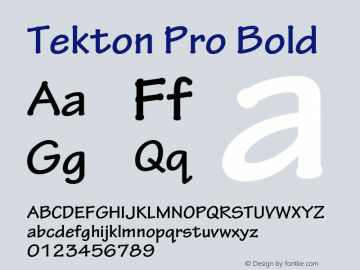 Tekton Pro Bold Version 2.073;PS 2.000;hotconv 1.0.70;makeotf.lib2.5.5900 Font Sample