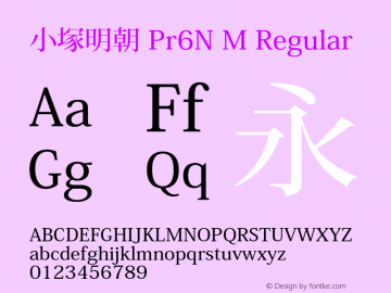 小塚明朝 Pr6N M Regular Version 6.017;PS 6.004;hotconv 1.0.70;makeotf.lib2.5.5900图片样张
