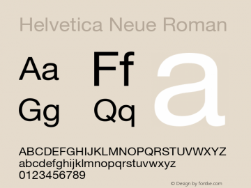 Helvetica Neue Roman Version 001.102 Font Sample