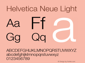 Helvetica Neue Light Version 001.002 Font Sample