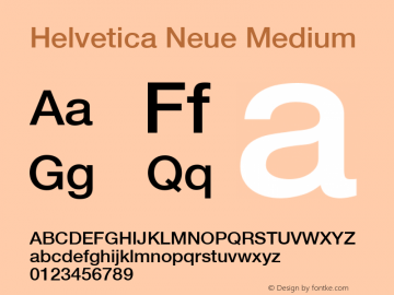 Helvetica Neue Medium Version 001.002 Font Sample