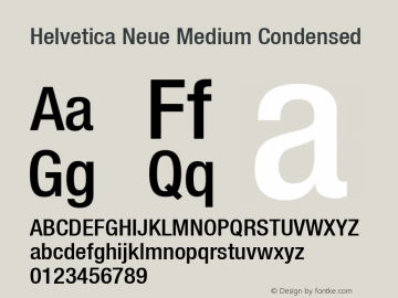 Helvetica Neue Medium Condensed Version 001.000 Font Sample