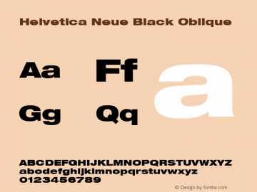 Helvetica Neue Black Oblique Version 001.000图片样张