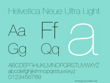 Helvetica Neue Ultra Light Version 001.003 Font Sample