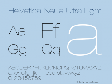 Helvetica Neue Ultra Light Version 001.000 Font Sample