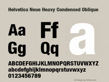 Helvetica Neue Heavy Condensed Oblique Version 001.000图片样张