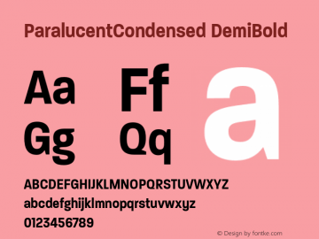 ParalucentCondensed DemiBold 001.000 Font Sample