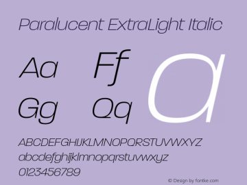 Paralucent ExtraLight Italic 001.000图片样张