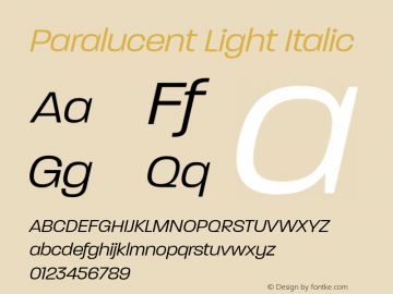 Paralucent Light Italic 001.000 Font Sample