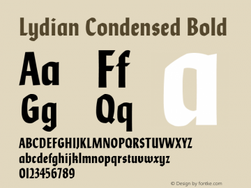 Lydian Condensed Bold Version 1.0 Font Sample