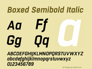 Boxed Semibold Italic Version 1.000 Font Sample