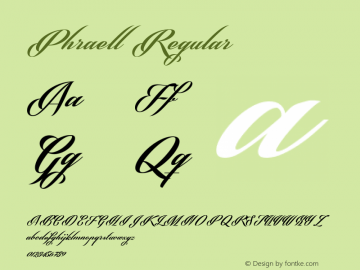 Phraell Regular Version 1.000 Font Sample