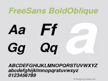 FreeSans BoldOblique Version $Revision: 1.154 $ Font Sample