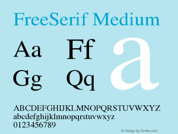 FreeSerif Medium Version $Revision: 1.548 $ Font Sample