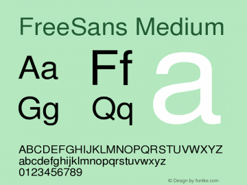 FreeSans Medium Version $Revision: 1.344 $ Font Sample