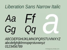 Liberation Sans Narrow Italic Version 1.07图片样张