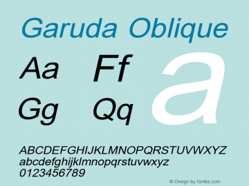 Garuda Oblique Version 2.64: 2011-04-23 Font Sample