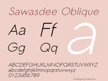 Sawasdee Oblique Version 001.005: 2011-04-23 Font Sample