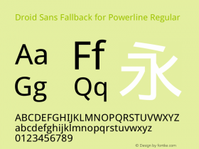 Droid Sans Fallback for Powerline Regular Version 2.31 Font Sample