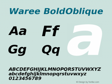 Waree BoldOblique Version 0.11.6: 2011-04-23图片样张