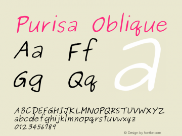 Purisa Oblique Version 002.013: 2011-04-23 Font Sample