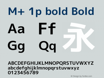 M+ 1p bold Bold Version 1.055 Font Sample