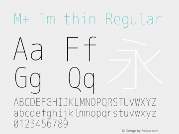 M+ 1m thin Regular Version 1.055 Font Sample