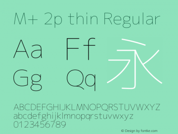 M+ 2p thin Regular Version 1.055 Font Sample