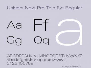 Univers Next Pro Thin Ext Regular Version 1.00图片样张