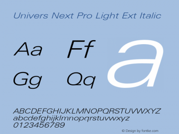 Univers Next Pro Light Ext Italic Version 1.00图片样张