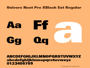 Univers Next Pro XBlack Ext Regular Version 1.00 Font Sample