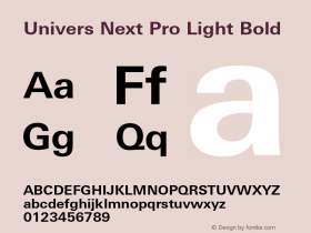 Univers Next Pro Light Bold Version 1.00 Font Sample