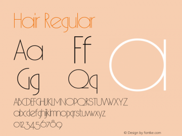 Hair Regular Converted from c:\temp\HAIR3__L.TF1 by ALLTYPE Font Sample