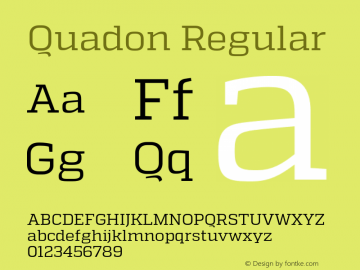 Quadon Regular Version 1.001;PS 001.001;hotconv 1.0.70;makeotf.lib2.5.58329 Font Sample