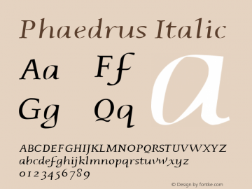 Phaedrus Italic Altsys Metamorphosis:4/16/92 Font Sample