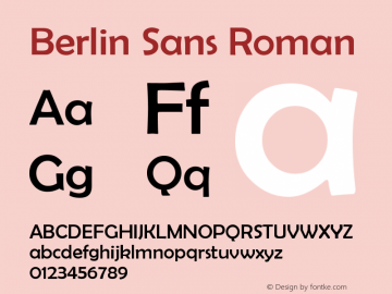 Berlin Sans Roman Version 001.000 Font Sample
