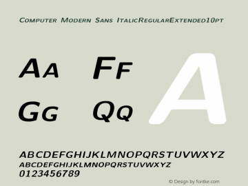Computer Modern Sans ItalicRegularExtended10pt Version 001.001图片样张