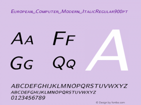 European Computer Modern ItalicRegular900pt Version 001.001 Font Sample