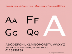 European Computer Modern Regular800pt Version 001.001 Font Sample