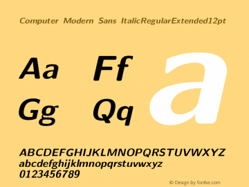 Computer Modern Sans ItalicRegularExtended12pt Version 001.001图片样张