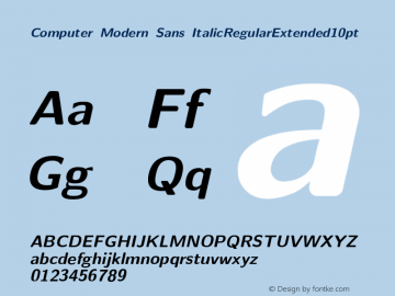 Computer Modern Sans ItalicRegularExtended10pt Version 001.001图片样张