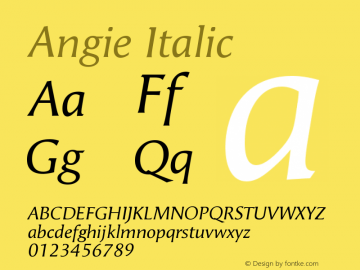 Angie Italic Version 001.000 Font Sample