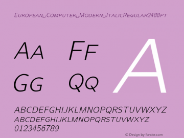 European Computer Modern ItalicRegular2488pt Version 001.001 Font Sample