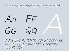 European Computer Modern ItalicRegular3583pt Version 001.001 Font Sample