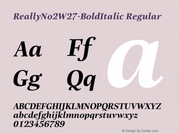 ReallyNo2W27-BoldItalic Regular Version 1.00图片样张