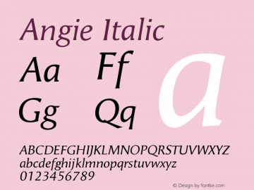 Angie Italic Version 001.000 Font Sample