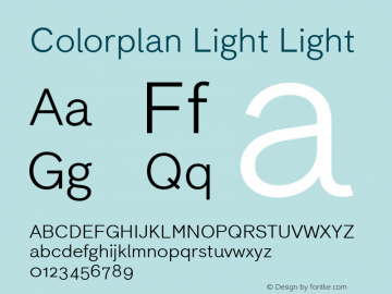 Colorplan Light Light Version 1.007 Font Sample